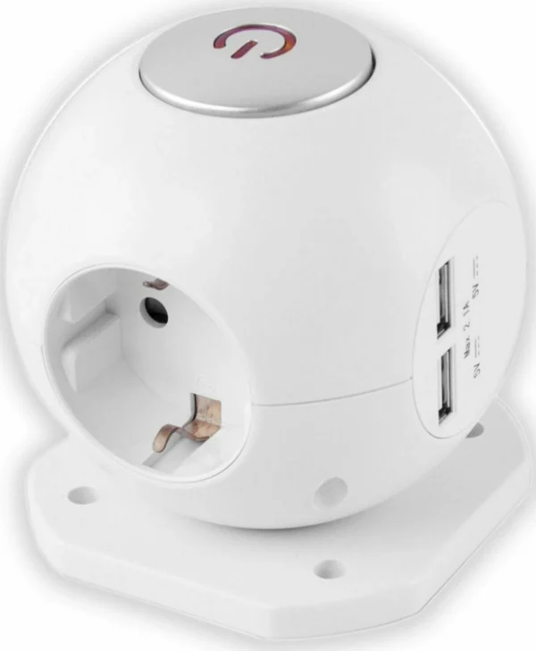 Entac ESC1.5G3-USB-GLOBE Πολύπριζο 3 Θέσεων με 2 USB-A και Καλώδιο 1.5m