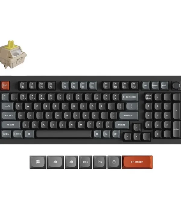 Keychron V5 Ultra 8K V5U-D4 Ασύρματο Gaming Μηχανικό Πληκτρολόγιο 96% με Keychron Milk POM Banana διακόπτες και RGB φωτισμό (Αγγλικό US)