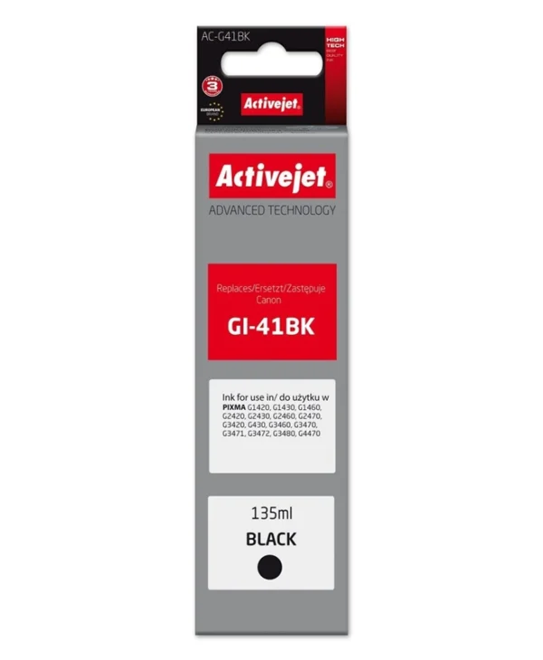 Active Jet Συμβατό Μελάνι Εκτυπωτή InkJet Canon Gi-41bk 4528c001 135ml Μαύρο 1τμχ AC-G41Bk