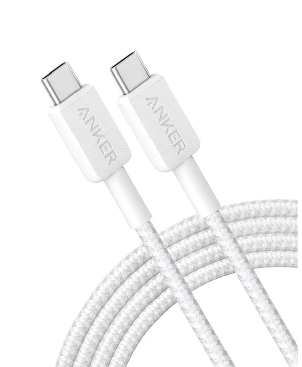 Anker 322 USB 2.0 Cable USB-C male - USB-C 60W Λευκό 1.8m (A81F6G21)