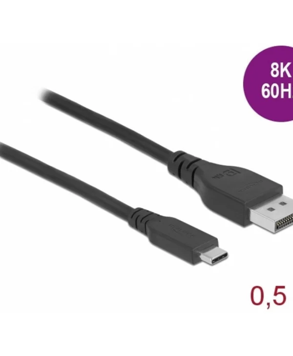 Delock Bidirectional Usb Type-c To Displayport Dp Alt Mode 8k60hz 0.5m Dp 8k Certified Cable Delock 86037