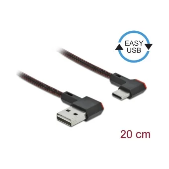 DeLock Angle (90°) / Braided USB 2.0 Cable USB-C male - USB-A Μαύρο 0.2m 85279