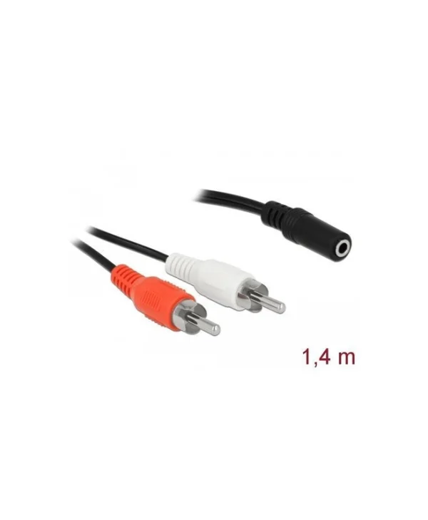 DeLock Καλώδιο 3.5mm male - 3.5mm female Μαύρο 1.4m 85808