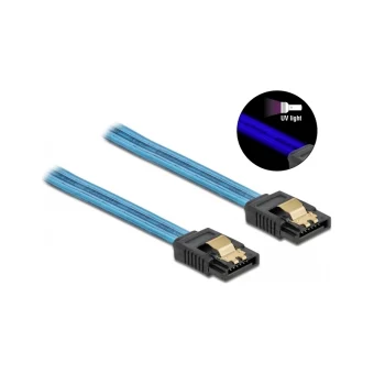 DeLock 7-Pin SATA III male - 7-Pin SATA III male UV Cable 0.5m Μπλε (82130)