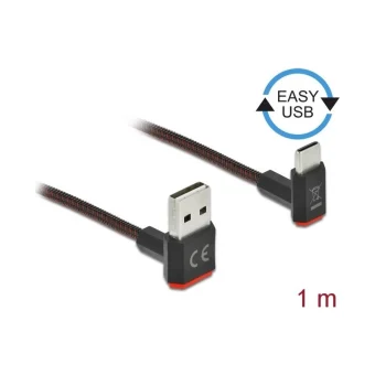 DeLock Angle (90°) / Braided USB 2.0 Cable USB-C male - USB-A male Μαύρο 1m (85276)
