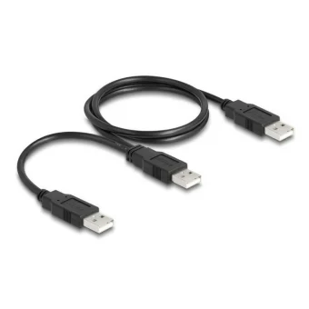DeLock USB 2.0 Cable USB-A male - 2x USB-A male Μαύρο 0.7m (80000)