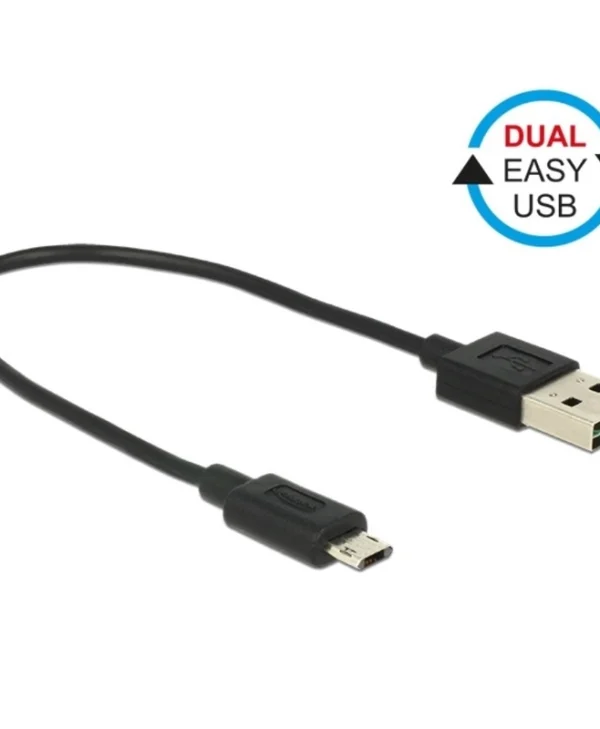 DeLock Male Regular USB 2.0 to micro USB Cable Μαύρο 0.2m (84804) 1τμχ