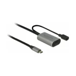 DeLock USB 3.1 Cable USB-C male - USB-C female with DC Μαύρο 5m (85392)