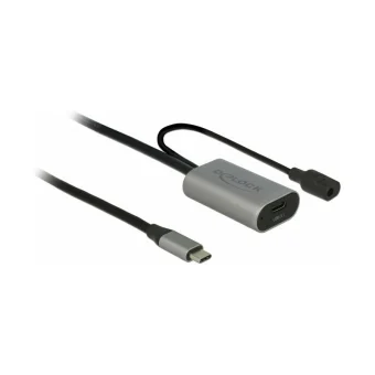 DeLock USB 3.1 Cable USB-C male - USB-C female with DC Μαύρο 5m (85392)