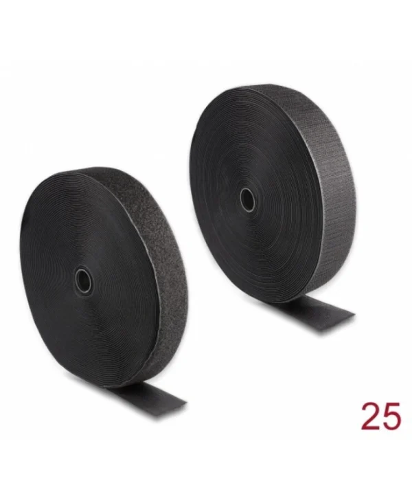 Delock Hook--loop Roll 25m X 50mm Heavy-duty Black Delock 20856