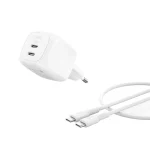 Belkin Φορτιστής GaN με 2 Θύρες USB-C και Καλώδιο USB-C 50W Power Delivery Λευκός (BoostCharge Pro) WCH019KQ1MWH-B6 - Image 4