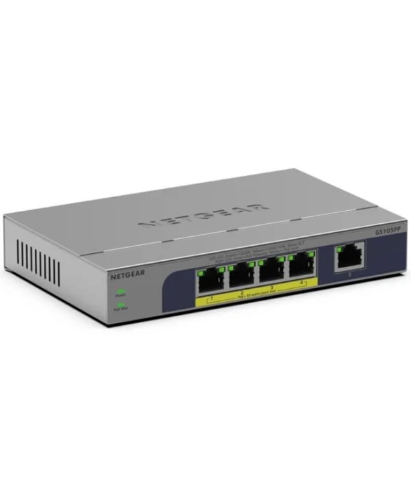 NetGear GS105PP Unmanaged L2 PoE Switch με 5 Θύρες Gigabit (1Gbps) Ethernet GS105PP-300EUS