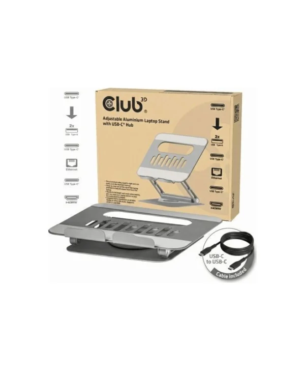 Club3D USB-C Hub Βάση Στήριξης για Laptop Ασημί CSV-2554