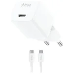 TTEC Φορτιστής GaN με Θύρα USB-C και Καλώδιο USB-C - USB-C 30W Power Delivery Λευκός (SmartCharger) 2SCG30CB