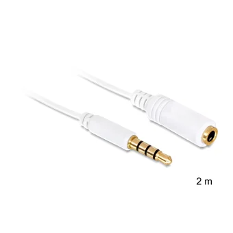 DeLock Καλώδιο TRRS 3.5mm male - 3.5mm female Λευκό 2m (84482)