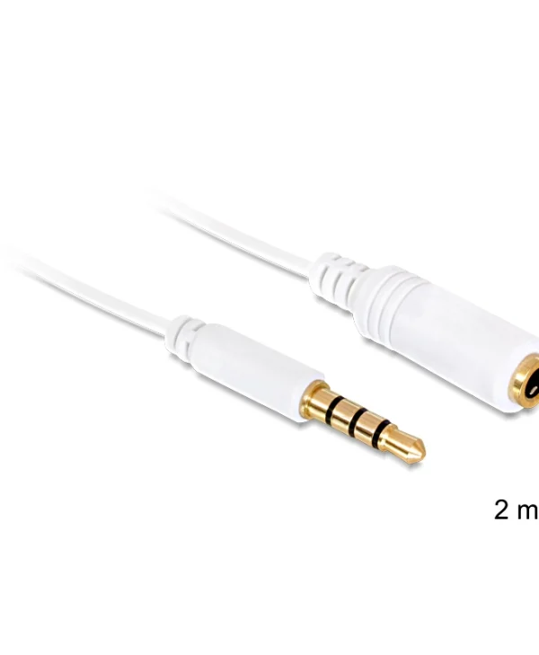 DeLock Καλώδιο TRRS 3.5mm male - 3.5mm female Λευκό 2m (84482)