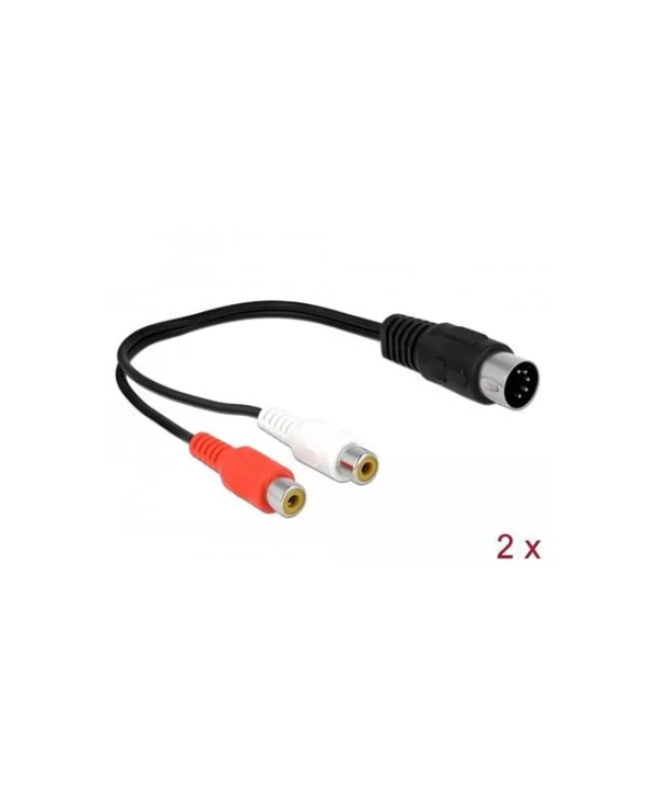 Delock Din Cable Diode Plug 5 Pin To 2 X Rca Female 20cm 85835