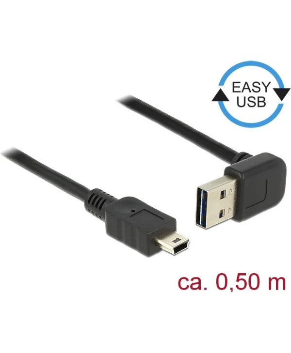 DeLock USB 2.0 Cable USB-A male - mini USB-B male Μαύρο 0.5m 85184