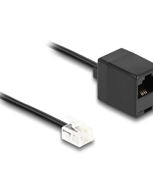 DeLock Flat Τηλεφωνικό Καλώδιο RJ11 6P4C 1m Μαύρο (88092)
