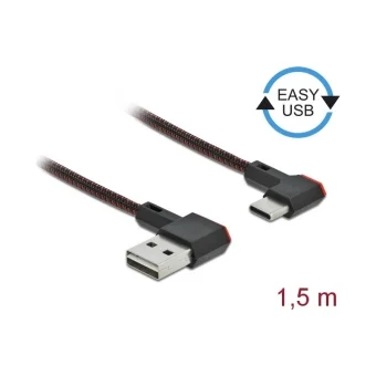 DeLock Angle (90°) / Braided USB 2.0 Cable USB-C male - USB-A male Μαύρο 1.5m (85282)