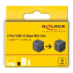 Delock Mini Usb Hub 64359 2x Θυρών Usb 3.2 10gbps Usb-c Σύνδεση Γκρι - Image 2