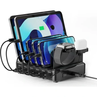 Ewent Βάση Φόρτισης με 2 Θύρες USB-A και 4 Θύρες USB-C 130W Power Delivery / Quick Charge 3.0 σε Μαύρο χρώμα (EW1335) 435344