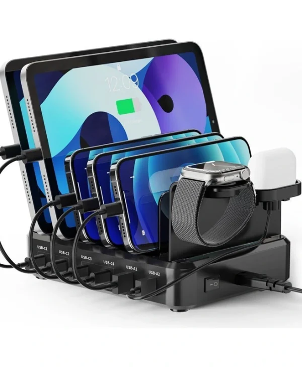 Ewent Βάση Φόρτισης με 2 Θύρες USB-A και 4 Θύρες USB-C 130W Power Delivery / Quick Charge 3.0 σε Μαύρο χρώμα (EW1335) 435344