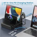Ewent Βάση Φόρτισης με 2 Θύρες USB-A και 4 Θύρες USB-C 130W Power Delivery / Quick Charge 3.0 σε Μαύρο χρώμα (EW1335) 435344 - Image 3