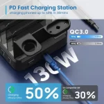 Ewent Βάση Φόρτισης με 2 Θύρες USB-A και 4 Θύρες USB-C 130W Power Delivery / Quick Charge 3.0 σε Μαύρο χρώμα (EW1335) 435344 - Image 6