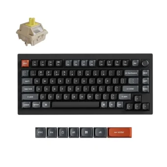 Keychron V1 Ultra 8K V1U-D4 Ασύρματο Gaming Μηχανικό Πληκτρολόγιο 75% με Keychron Silk POM Banana διακόπτες και RGB φωτισμό (Αγγλικό US)