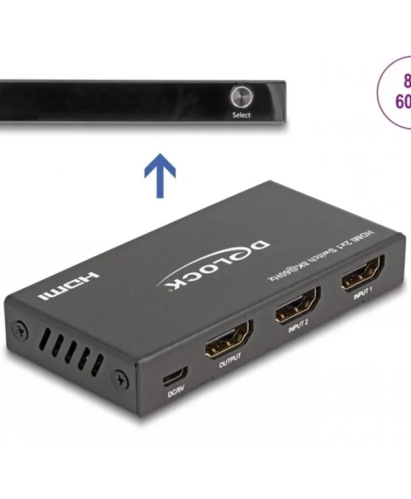 Delock Hdmi Switch 2 Ports 8k60hz/4k144hz Delock 18607