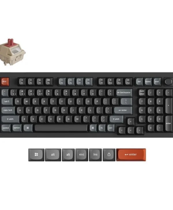 Keychron V5 Ultra 8K V5U-D1 Ασύρματο Gaming Μηχανικό Πληκτρολόγιο 96% με Keychron Silk POM Red διακόπτες και RGB φωτισμό (Αγγλικό US)