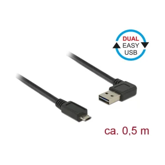 DeLock Regular USB 2.0 to micro USB Cable Μαύρο 0.5m 85164 1τμχ