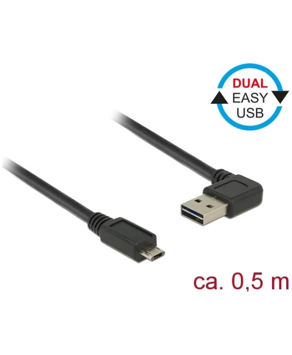 DeLock Regular USB 2.0 to micro USB Cable Μαύρο 0.5m 85164 1τμχ