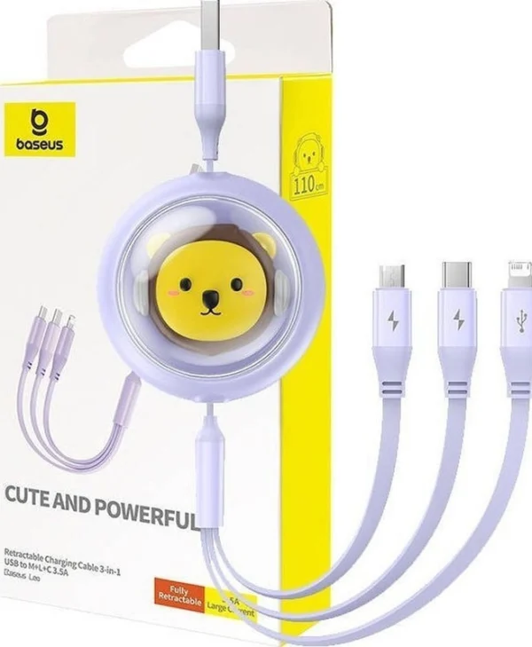 Baseus Retractable USB to Type-C Cable 3.5A Μωβ 1.1m P10362900511-00
