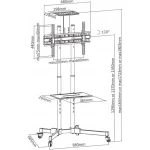 Value TV Cart Black Βάση Τηλεόρασης Δαπέδου έως 70" και 50kg - Image 3
