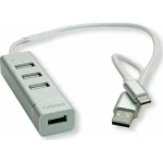 Roline USB 2.0 Hub 4 Θυρών με σύνδεση USB-A Ασημί