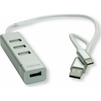 Roline USB 2.0 Hub 4 Θυρών με σύνδεση USB-A Ασημί