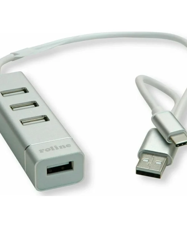 Roline USB 2.0 Hub 4 Θυρών με σύνδεση USB-A Ασημί