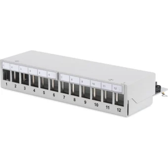 Digitus Patch Panel Shielded για Rack 1U 12 Θυρών Γκρι