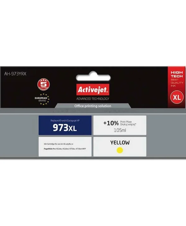 Active Jet Συμβατό Μελάνι Εκτυπωτή InkJet HP 973XL F6T83AE 7500 Σελίδων 105ml Κίτρινο 1τμχ AH-973YRX