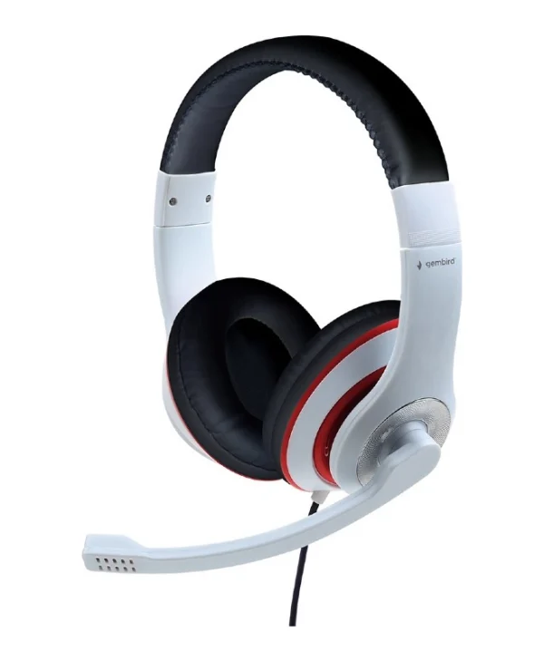 Gembird MHS-03-WTRD Over Ear Gaming Headset με σύνδεση 3.5mm Λευκό MHS-03-WTRDBK