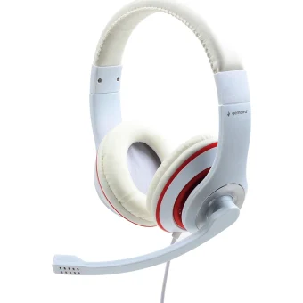 Gembird MHS-03-WT On Ear Gaming Headset με σύνδεση 3.5mm Λευκό / Κόκκινο MHS-03-WTRD