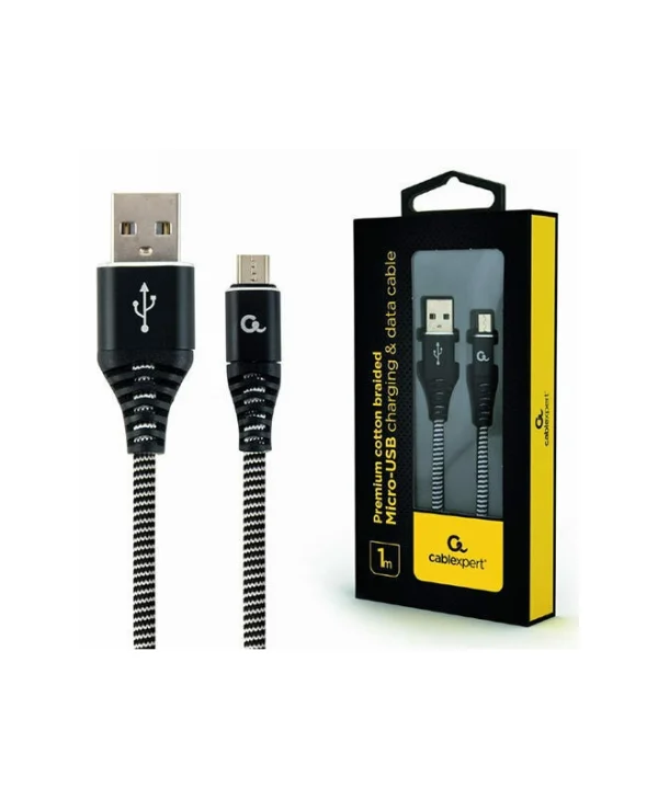 Cablexpert Braided USB 2.0 to micro USB Cable Μαύρο 1m (CC-USB2B-AMMBM-1M-BW) CC-USB2B-AMmBM-1M-BW