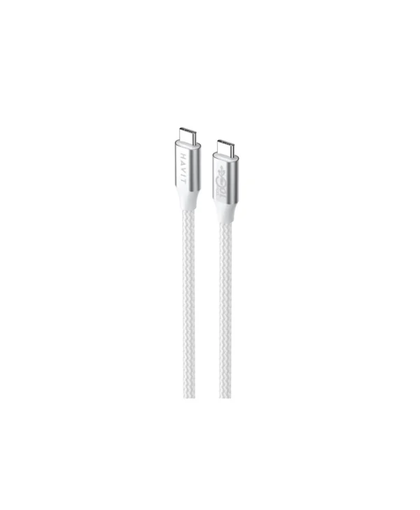 Havit Braided USB 2.0 Cable USB-C male - USB-C 60W PD Λευκό 1m CB6290