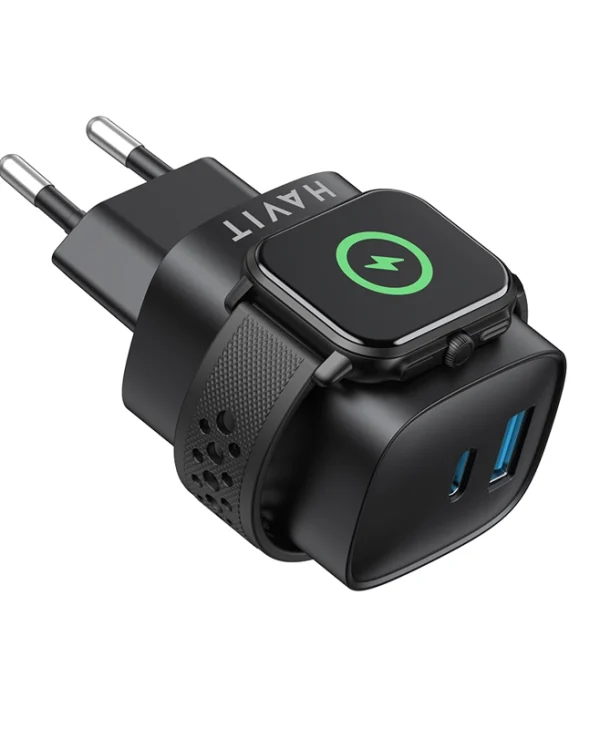 Havit Φορτιστής Χωρίς Καλώδιο με Θύρα USB-A και Θύρα USB-C 22W Power Delivery / Quick Charge 3.0 Μαύρος (UC132) UC132 EU