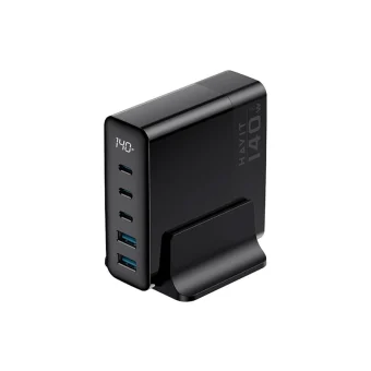 Havit Βάση Φόρτισης GaN με 2 Θύρες USB-A και 3 Θύρες USB-C 140W Power Delivery σε Μαύρο χρώμα (UCLE004) UCLE004 EU