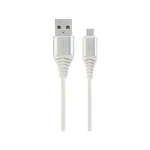 Cablexpert Braided USB 2.0 to micro USB Cable Ασημί 1m (CC-USB2B-AMmBM-1M-BW2) - Image 2