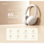 Havit H655BT Ασύρματα / Ενσύρματα On Ear Ακουστικά με 76 ώρες Λειτουργίας Μπεζ H655BT beige - Image 4
