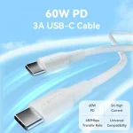 Vention USB 2.0 Cable USB-C male - USB-C 60W Λευκό 0.5m TAXWD - Image 2